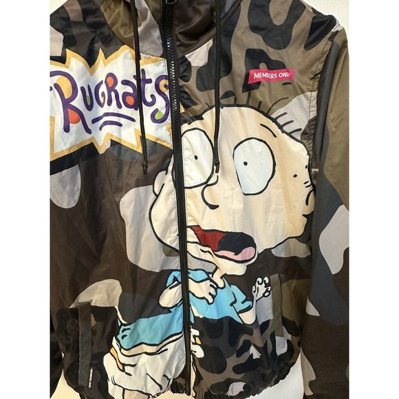 Members Only Rugrats Nickelodeon Full Zip Puffer Jacket Army Men's MEDIUM - Picture 4 of 9